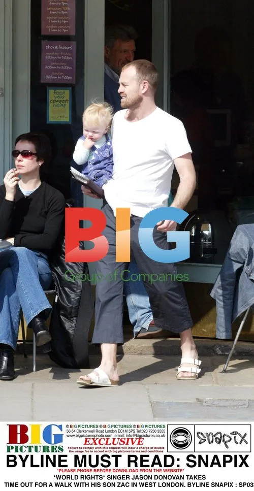 Jason Donovan Takes Walk with Son Zac in London