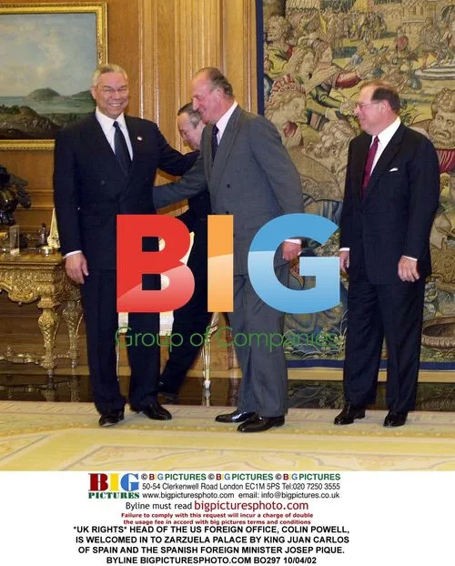 Colin Powell Welcomed to Zarzuela Palace by Spanish Royals