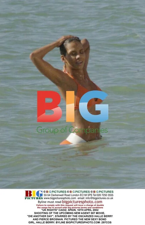 Halle Berry in Orange Bikini on Set of Die Another Day