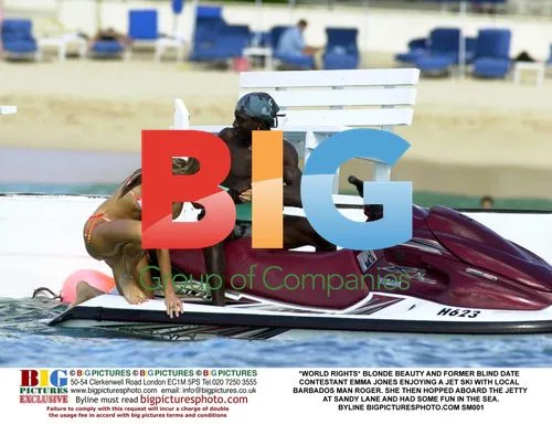 Emma Jones Jetskiing with Local in Barbados