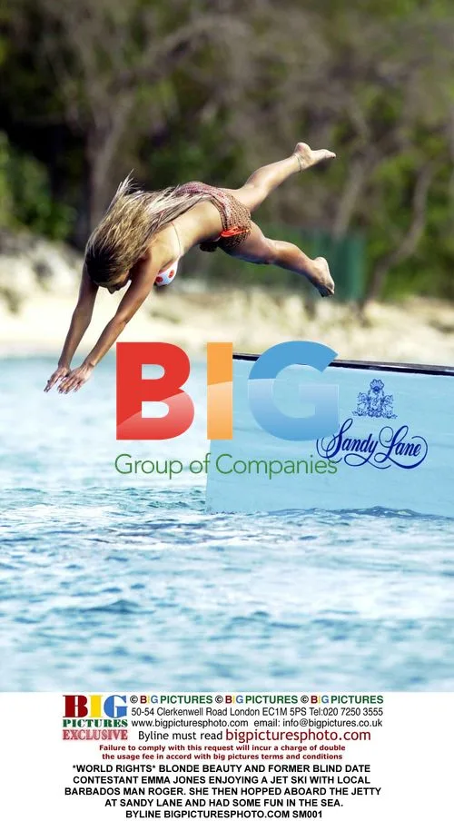 Blonde beauty Emma Jones enjoys jetski in Barbados