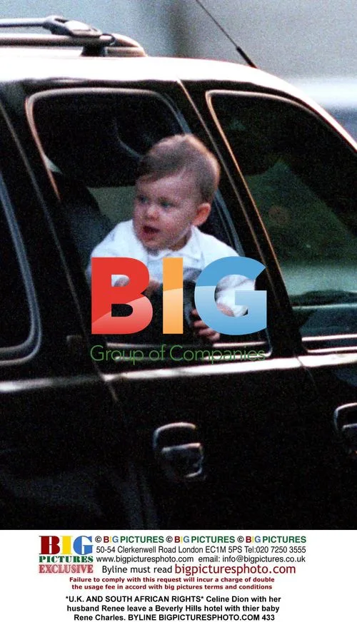 Celine Dion leaves Beverly Hills hotel with husband and baby