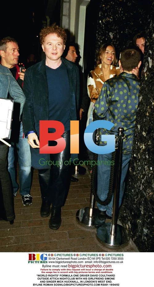 David Coulthard and Mick Hucknall outside Attica nightclub, London