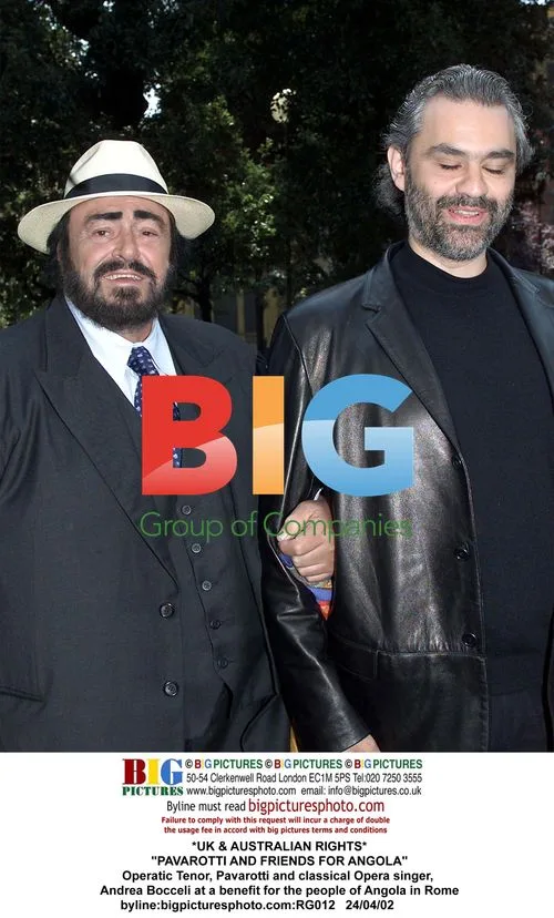 Pavarotti and Andrea Bocceli at Angola Benefit