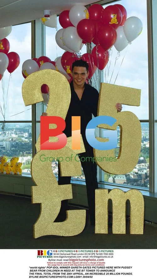 Gareth Gates with Pudsey Bear at BT Tower