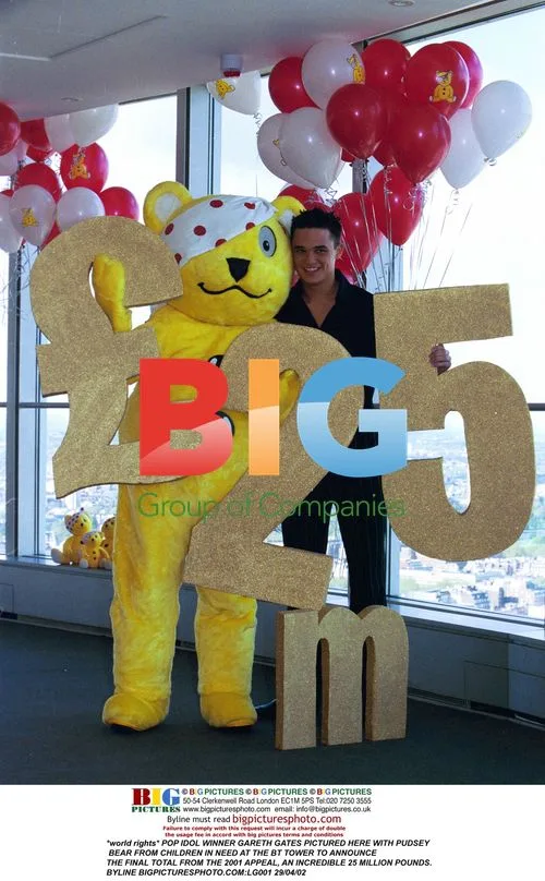 Gareth Gates with Pudsey Bear at BT Tower