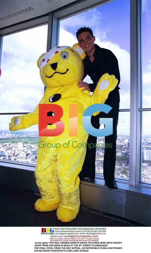 Gareth Gates with Pudsey Bear at BT Tower