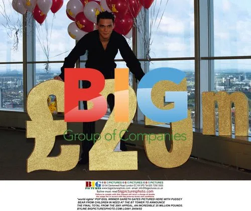 Gareth Gates with Pudsey Bear at BT Tower