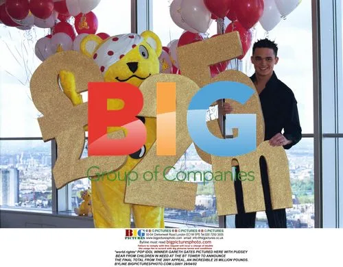 Gareth Gates with Pudsey Bear at BT Tower