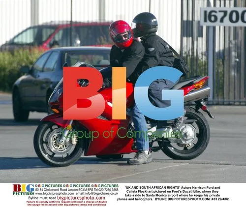 Harrison Ford and Calista Flockhart on Ducati Bike