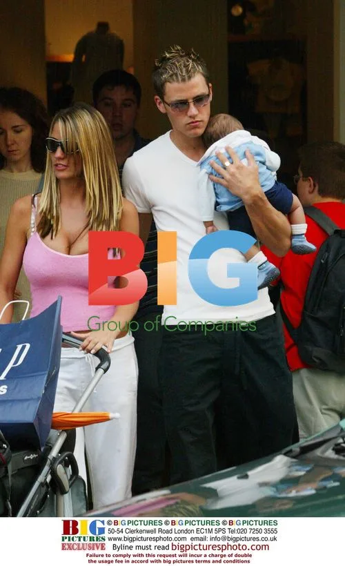 Jordan and boyfriend Matt Peacock out with baby