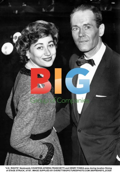 Countess Afdera Franchetti and Henry Fonda on "Stage Struck" set