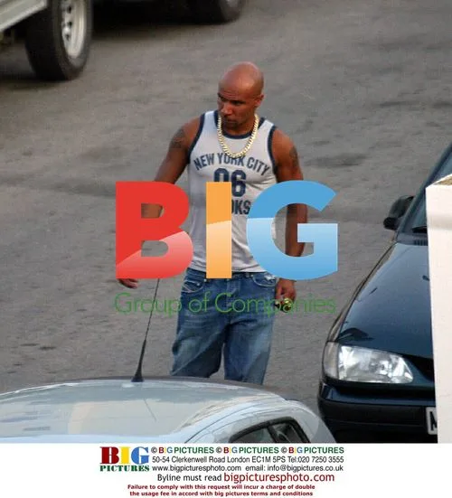 DJ and EastEnders star Goldie with fiance at Cafe Mambo, Ibiza