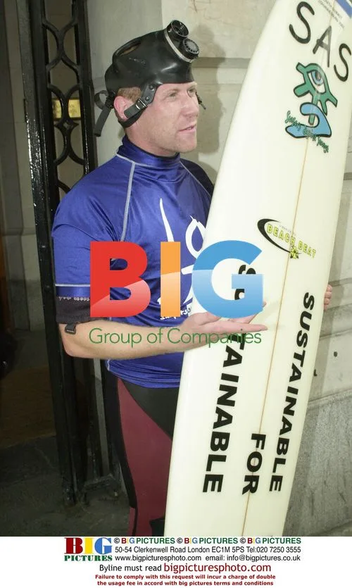 Surfer Richard Hardy protests outside South African High Commission