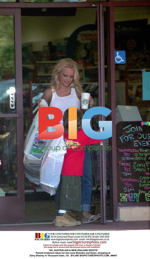 Pamela Anderson out shopping with sons