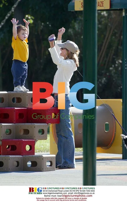Calista Flockhart takes Liam to the park in Santa Monica