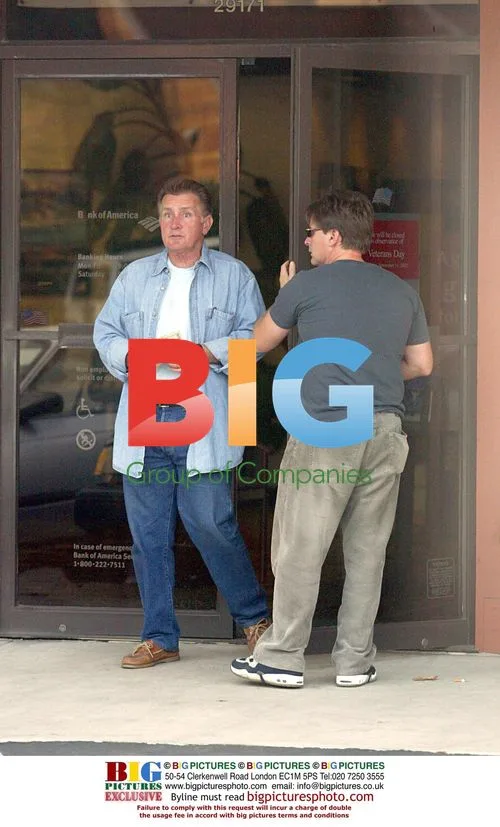 Charlie Sheen and son Emilio Estevez at the bank