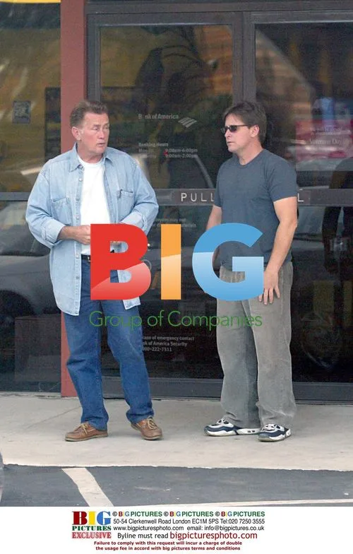 Charlie Sheen and son Emilio Estevez at the bank