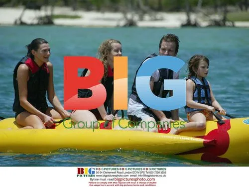 Ewan McGregor and Family on Banana Boat in Mauritius