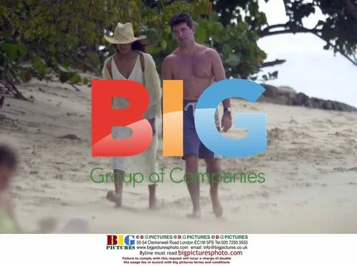 Simon Cowell poses on Barbados beach