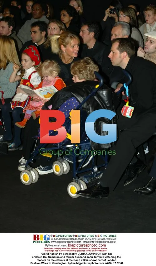 Ulrika Johnson with kids at London Fashion Week