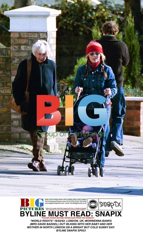 Morwenna Banks out for a walk with baby