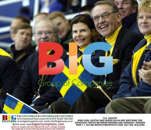 King Carl Gustaf and Queen Silvia at Ice Hockey Match