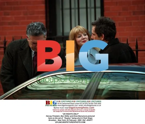 Harvey Firestein, Ben Stiller and Drew Barrymore on Duplex set
