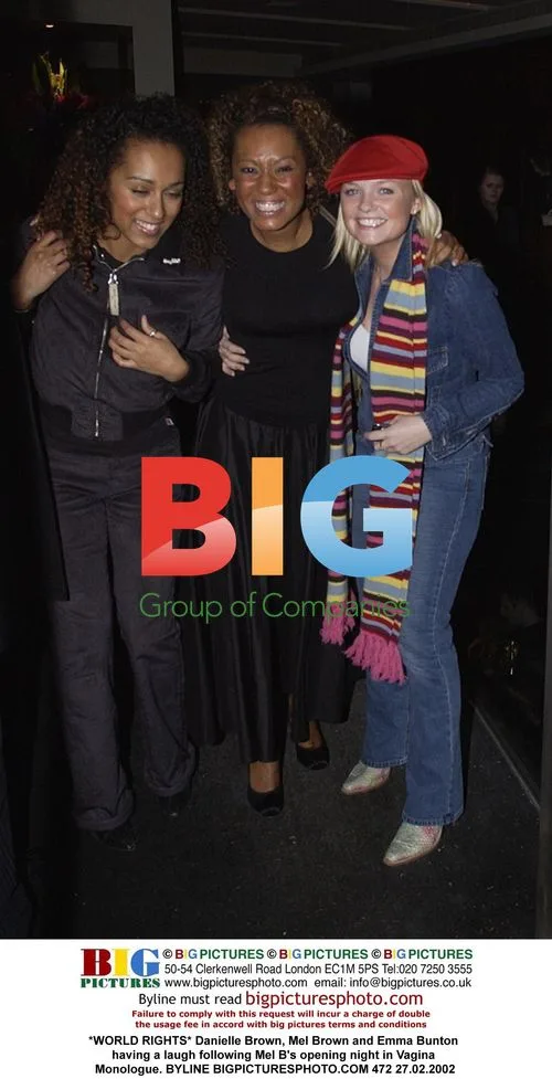 Danielle Brown, Mel Brown and Emma Bunton laugh after Mel B's play