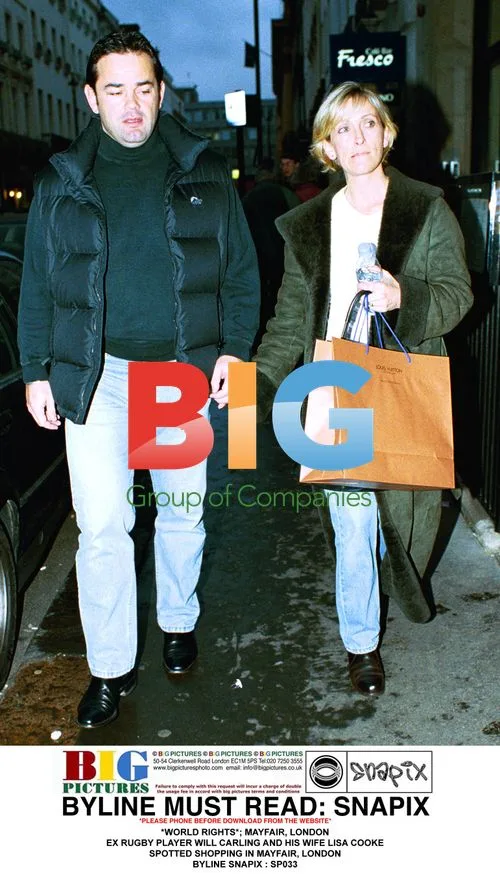 Will Carling and wife Lisa Cooke shopping in Mayfair