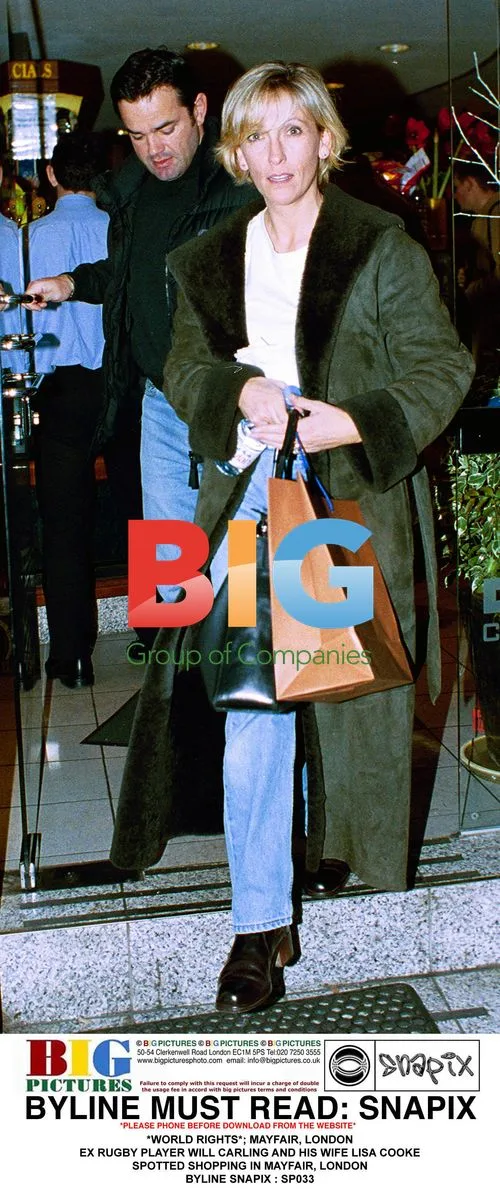 Will Carling and wife Lisa Cooke shopping in Mayfair