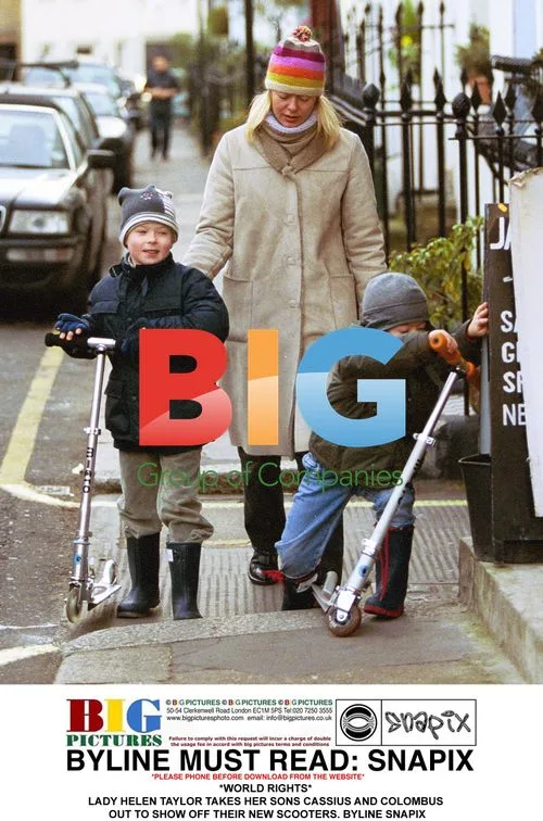 Lady Helen Taylor with sons and scooters