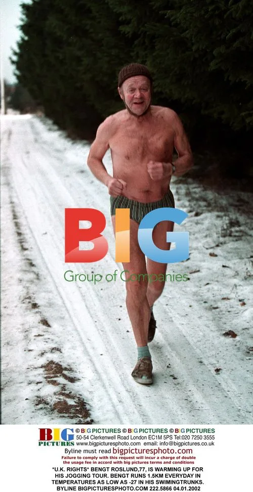 Bengt Roslund, 77, Jogging in Swimsuit