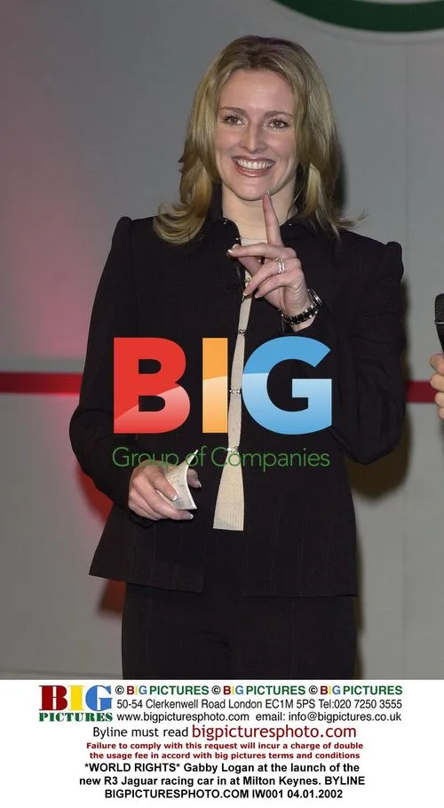 Gabby Logan at Jaguar R3 launch in Milton Keynes