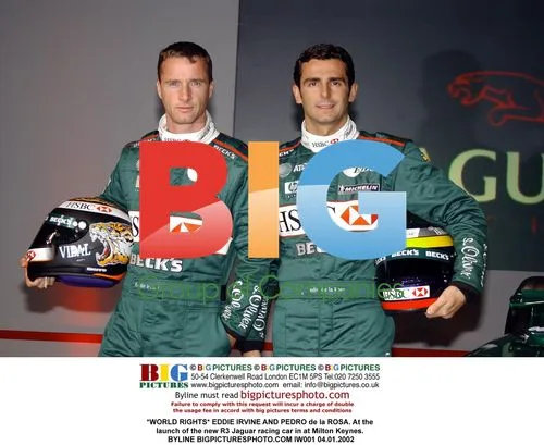 EDDIE IRVINE AND PEDRO de la ROSA at Jaguar R3 launch