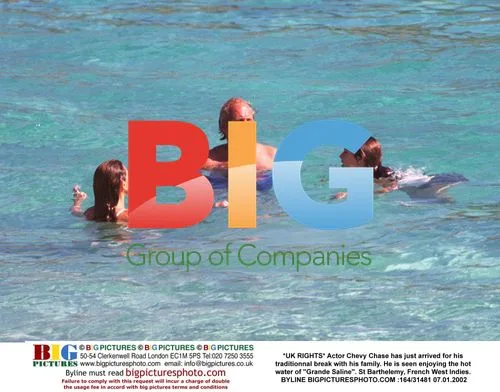 Actor Chevy Chase relaxing in St Barthelemy