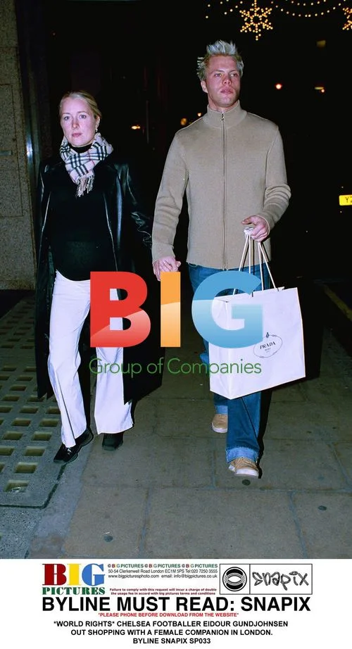 Chelsea footballer Eidour Gundjohnsen shopping in London