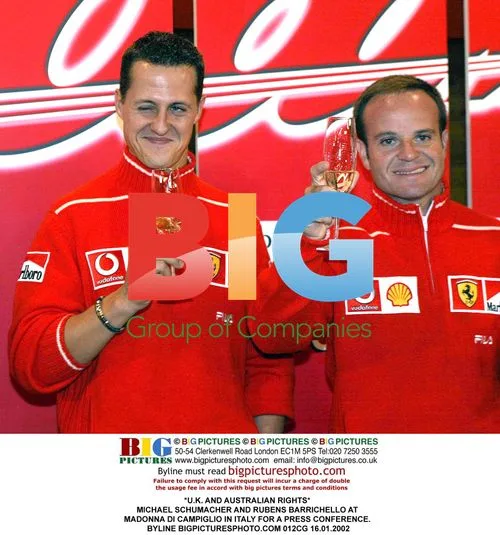 Schumacher and Barrichello at Italy press event