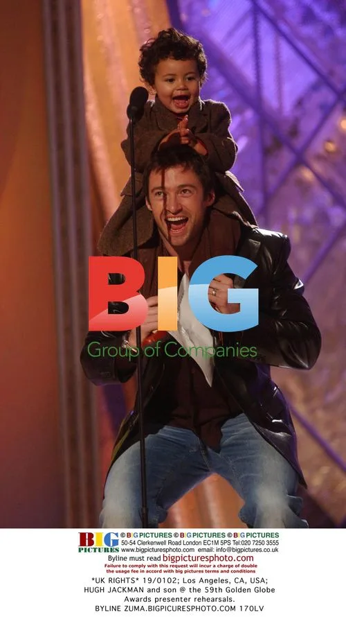 HUGH JACKMAN and son at Golden Globe Awards rehearsals