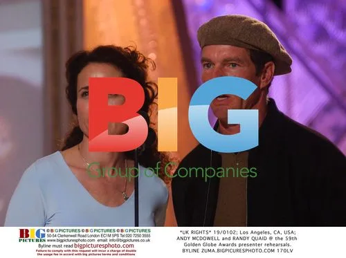 ANDY MCDOWELL and RANDY QUAID at Golden Globe Awards rehearsals