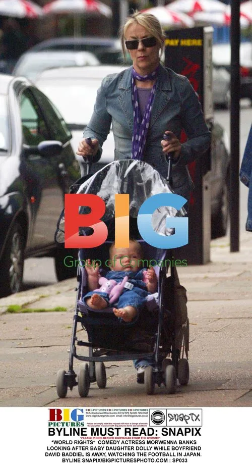 Morwenna Banks with baby Dolly