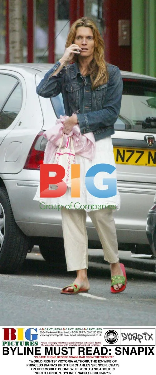 Victoria Althorp chatting on phone in London