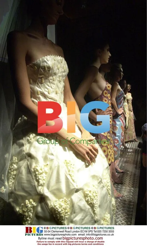 Fashion designer Alesandro Consilio's linen dresses with food