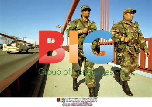 2 Armed National Guard Soldiers on Golden Gate Bridge