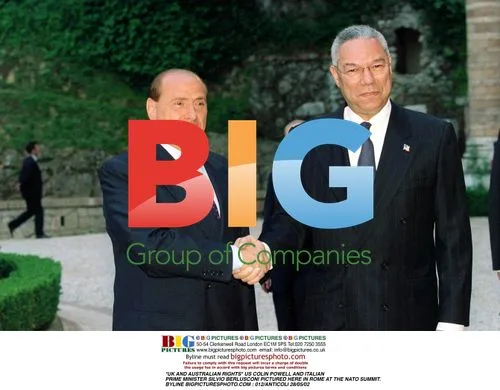 Colin Powell and Silvio Berlusconi at NATO Summit