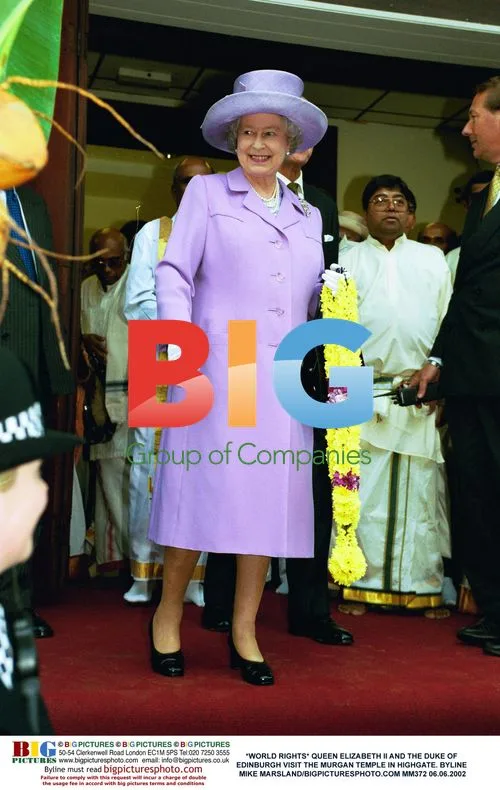 Queen Elizabeth II and Duke of Edinburgh at Murgan Temple