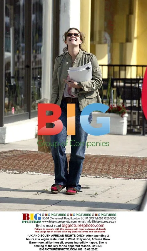 Drew Barrymore Smiles Happily Alone