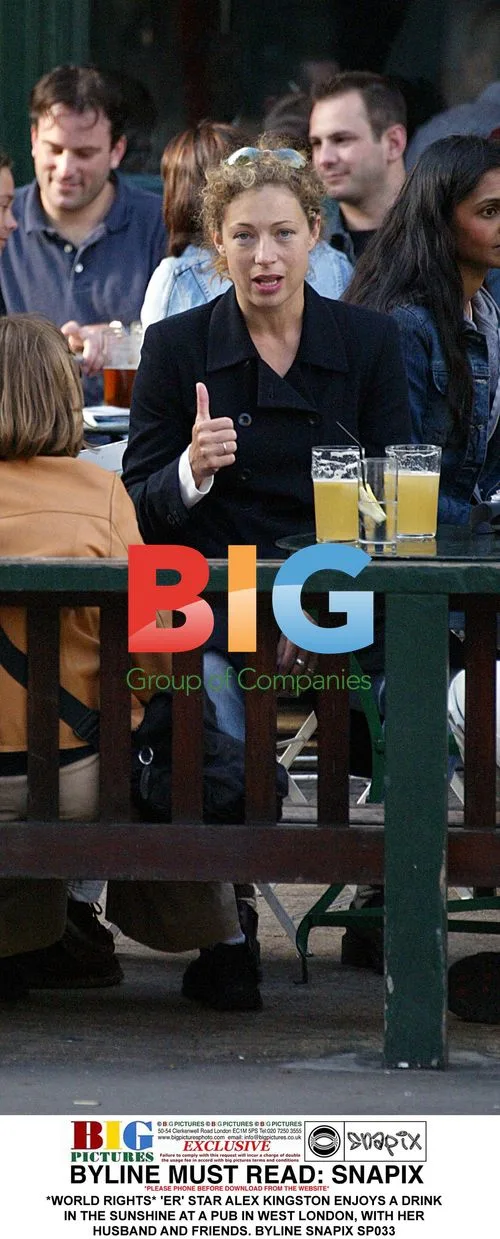 ER star Alex Kingston enjoys drink at London pub