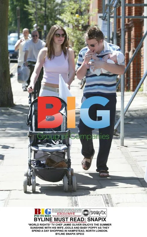 Jamie Oliver Out with Wife Jools and Baby