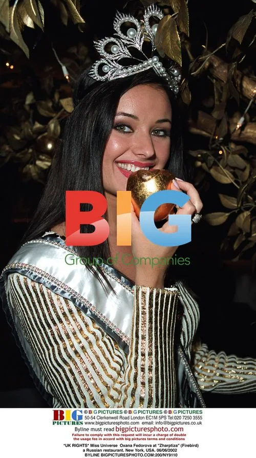 Miss Universe Oxana Fedorova at Russian restaurant
